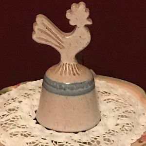 Vintage Rooster figure Glazed pottery hand painted bell